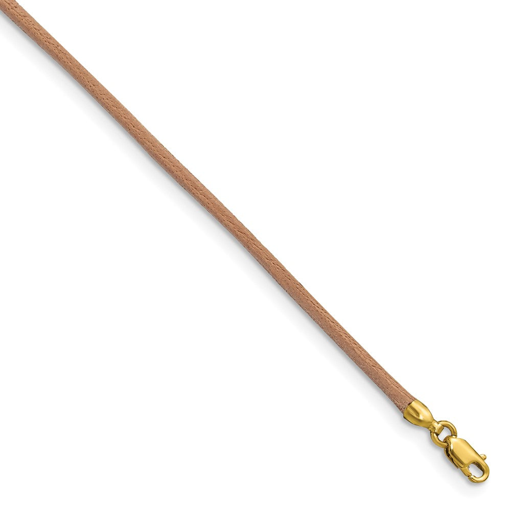 14k 2mm 18in Natural Leather Cord Necklace