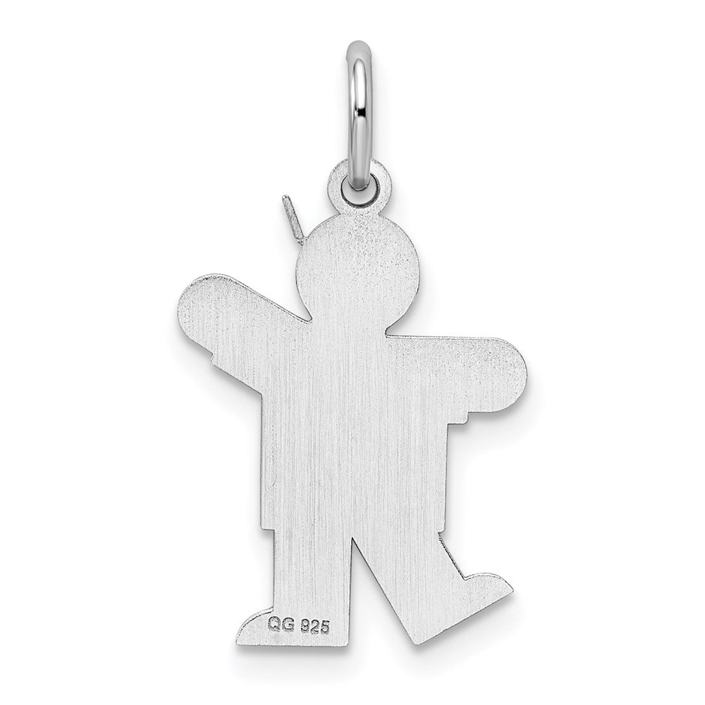 Sterling Silver Rhodium-plated Kiss Kid Charm