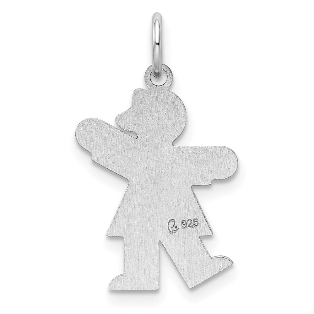 Sterling Silver Rhodium-plated Kiss Kid Charm