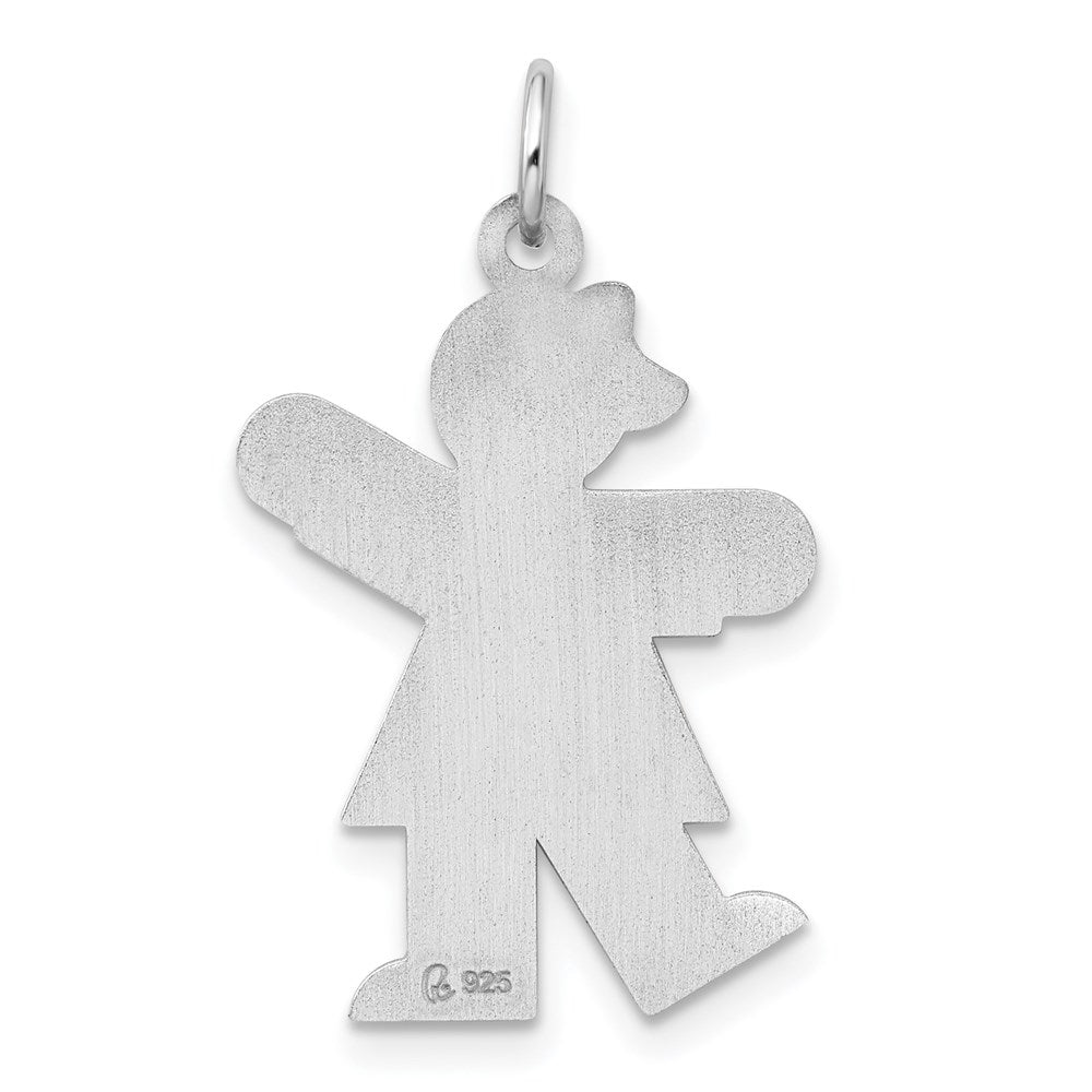 Sterling Silver Rhodium-plated Kiss Kid Charm