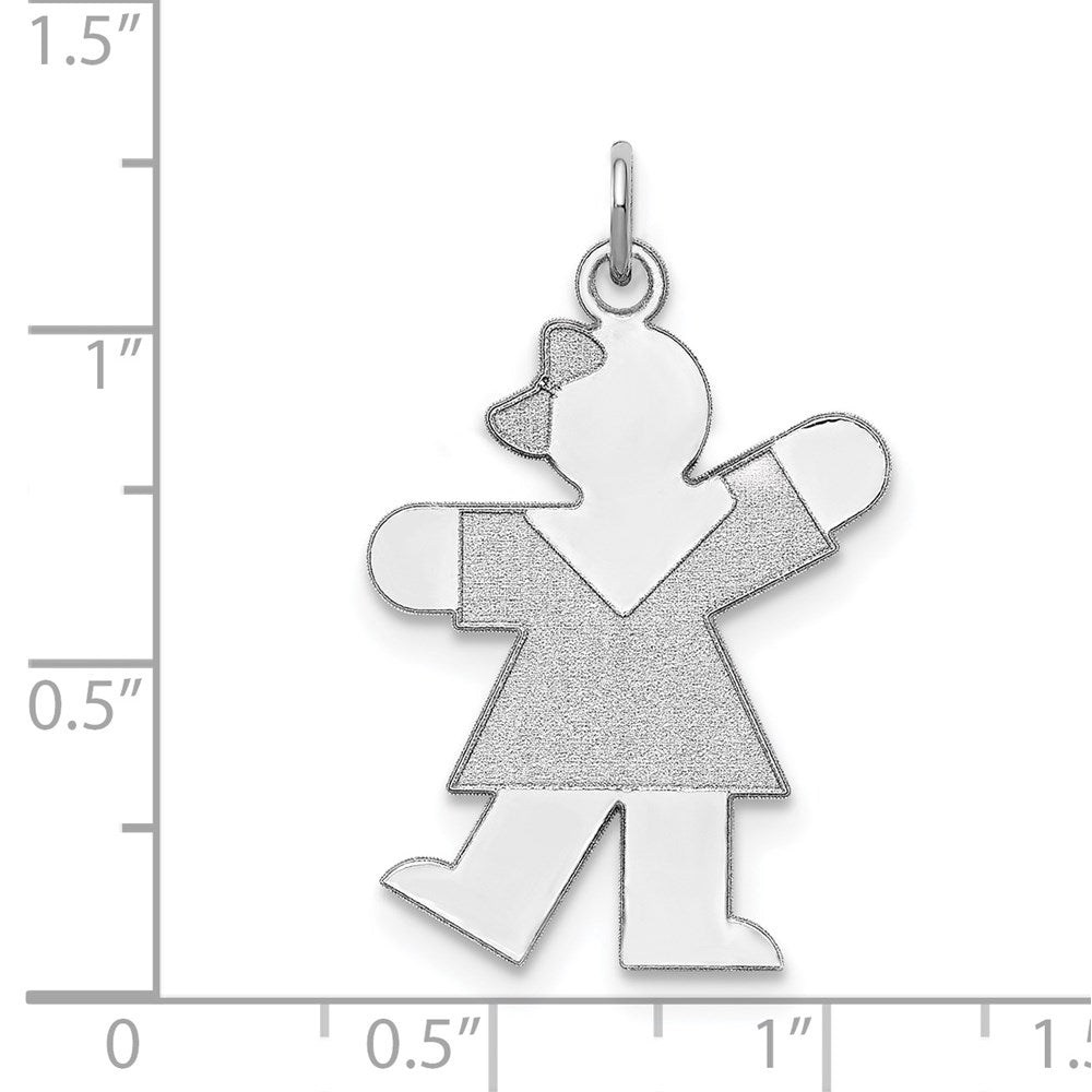 Sterling Silver Rhodium-plated Kiss Kid Charm