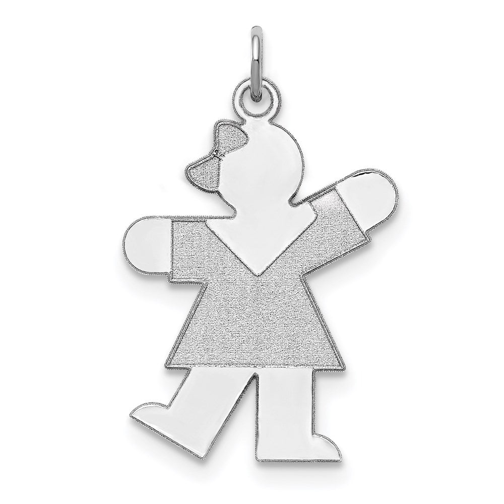 Sterling Silver Rhodium-plated Kiss Kid Charm