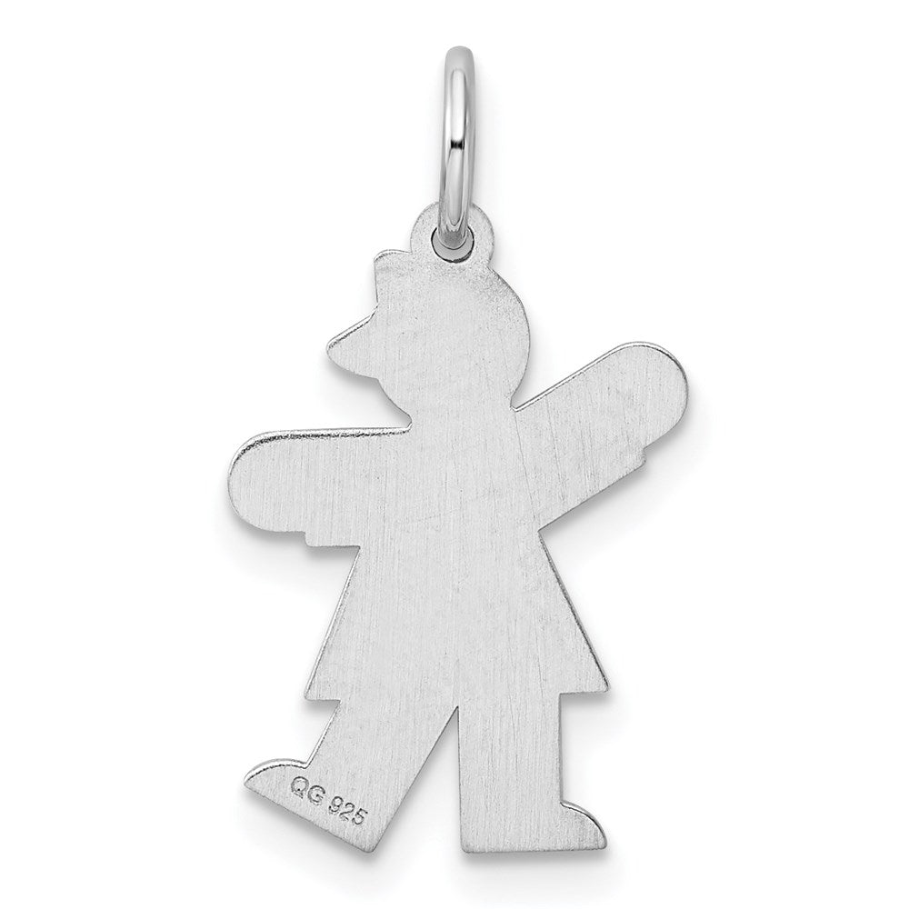 Sterling Silver Rhodium-plated Kid Charm