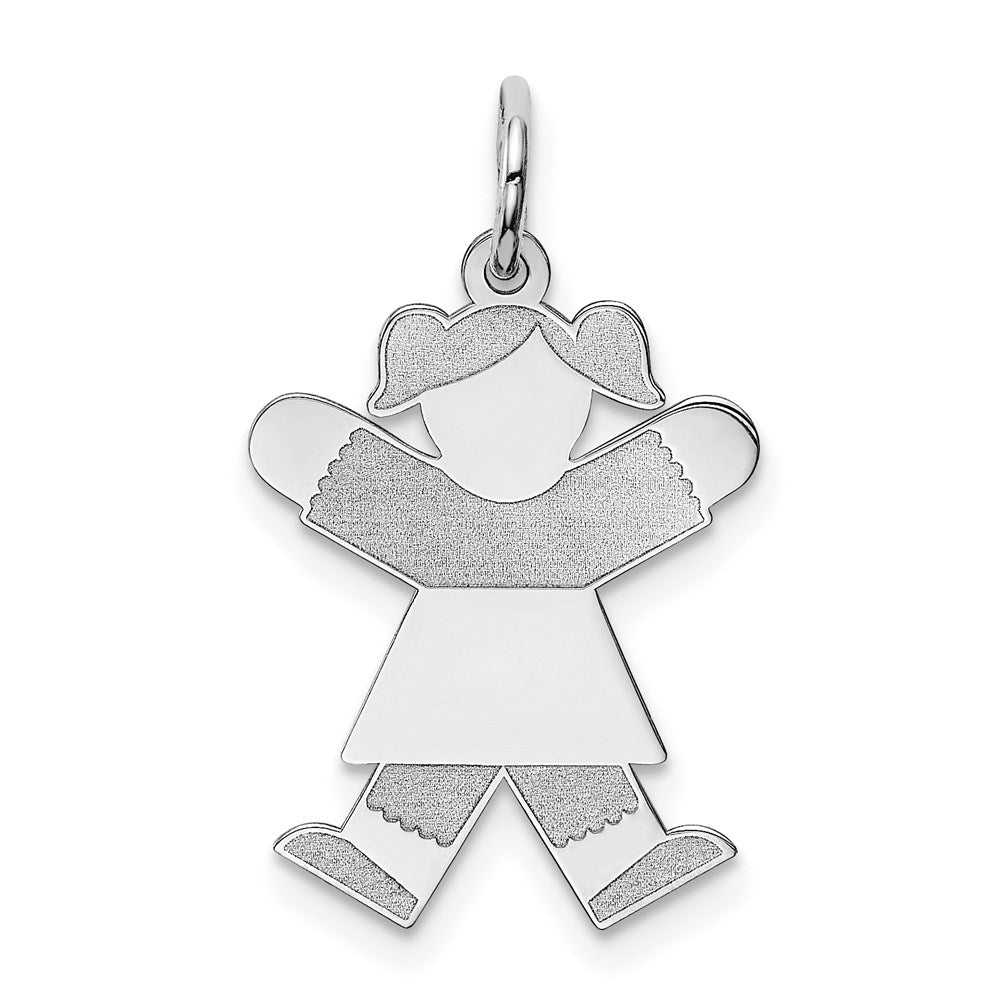 Sterling Silver Rhodium-plated Kid Charm