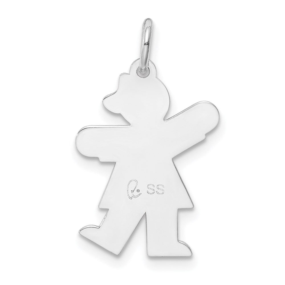 Sterling Silver Rhodium-plated Kid Charm