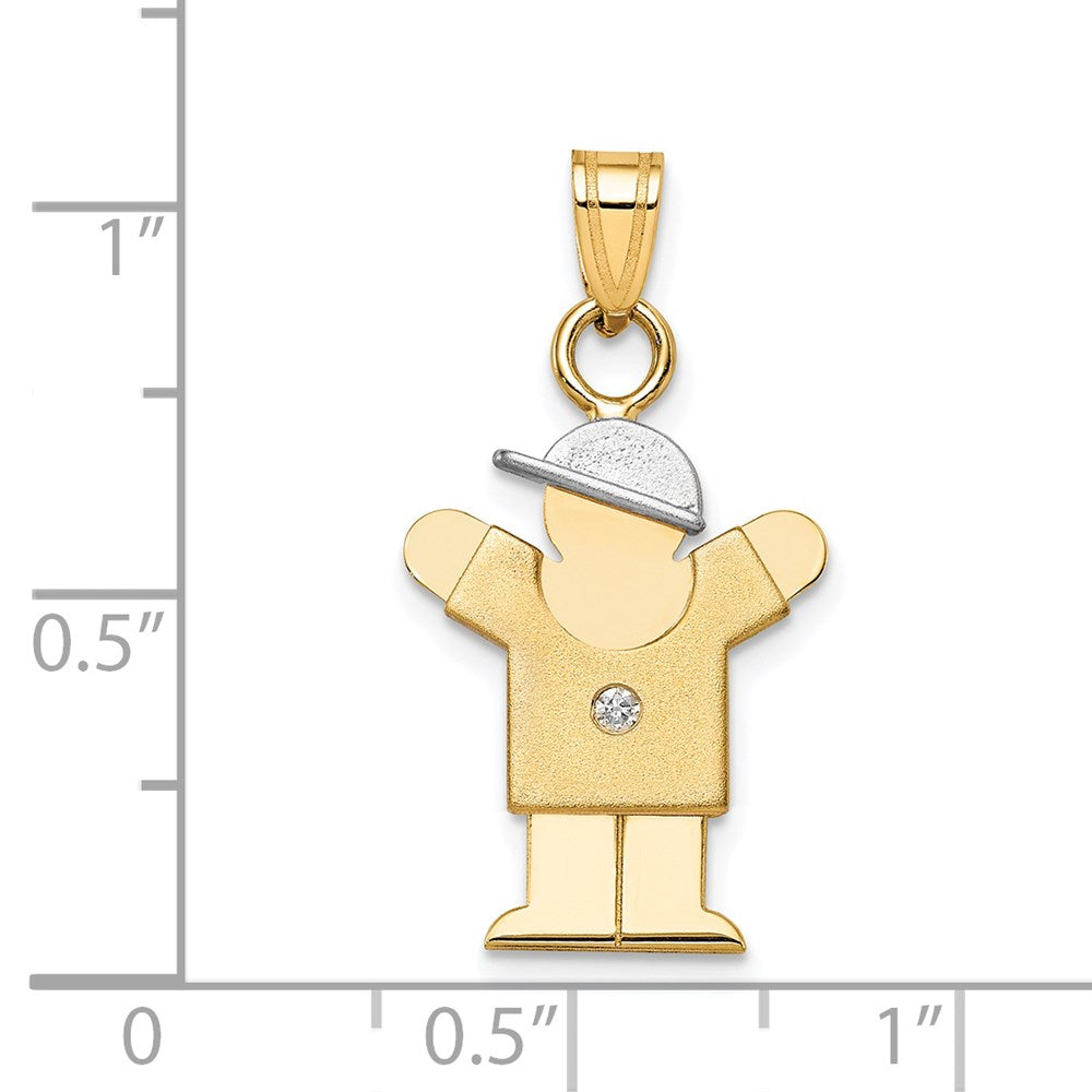 14k Two-tone AA Diamond Kid Pendant