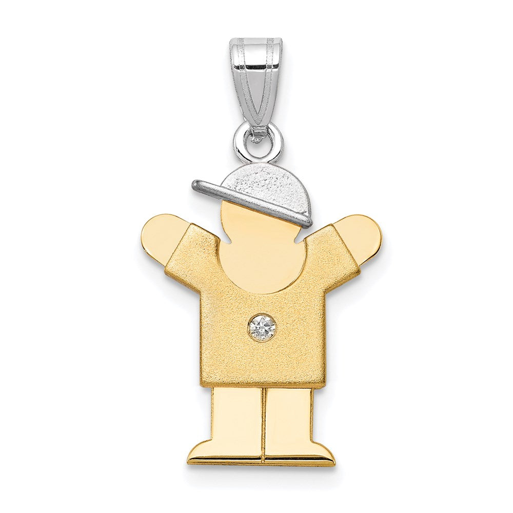 14k Two-tone AA Diamond Kid Pendant