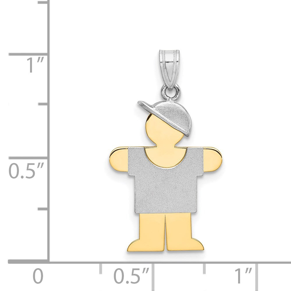 14k Two-Tone Small Boy w/ Hat on Right Engravable Charm