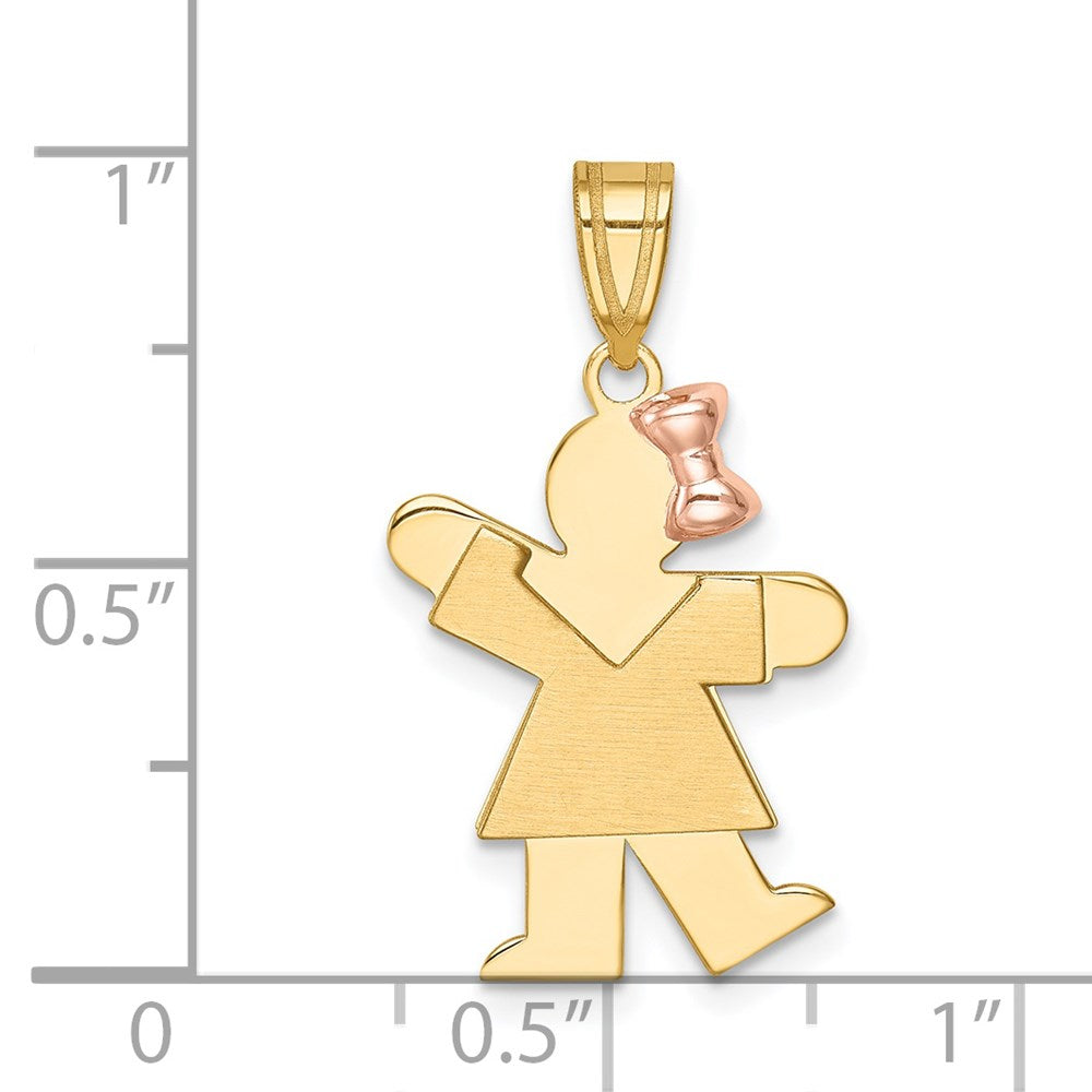 14k Two-Tone Small Girl on Right Engravable Charm