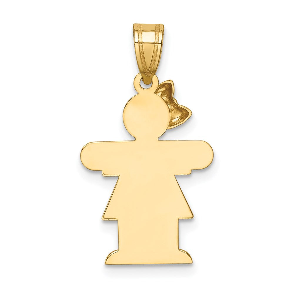 14k Solid Engravable Girl w/ Bow on Left Charm