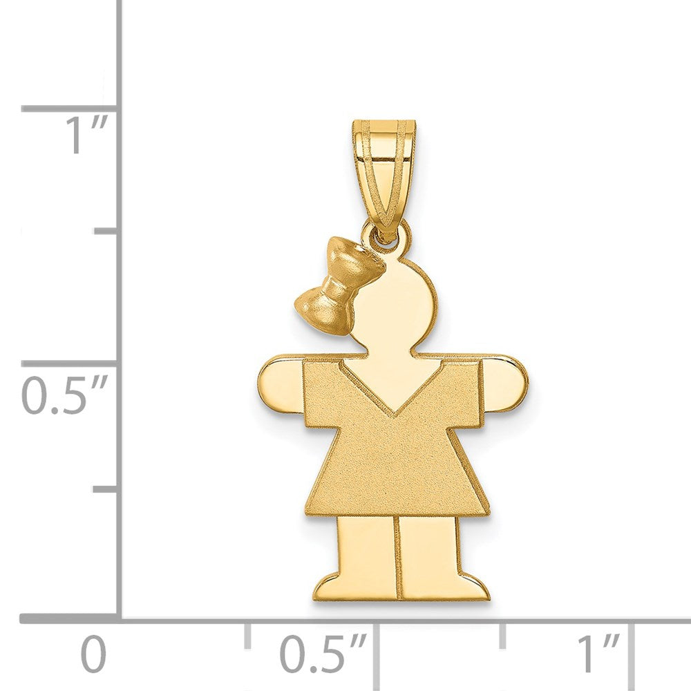 14k Solid Engravable Girl w/ Bow on Left Charm