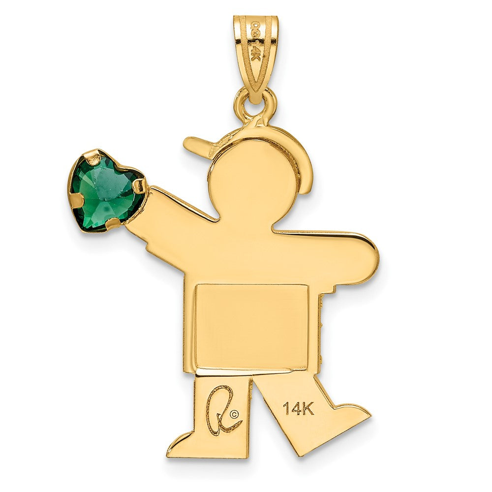 14k Boy with CZ May Birthstone Charm