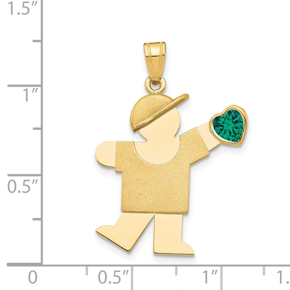 14k Boy with CZ May Birthstone Charm