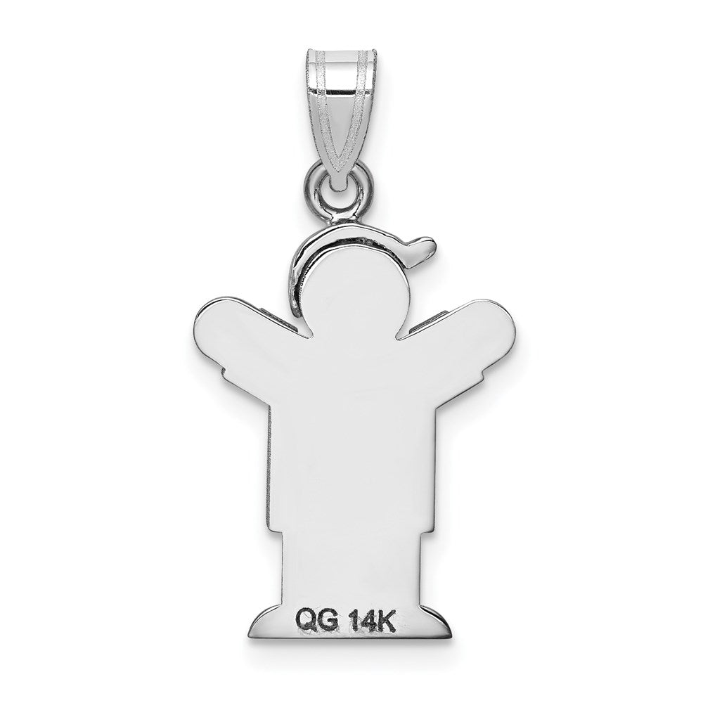 14k White Gold Small Boy w/Hat on Right Engravable Charm