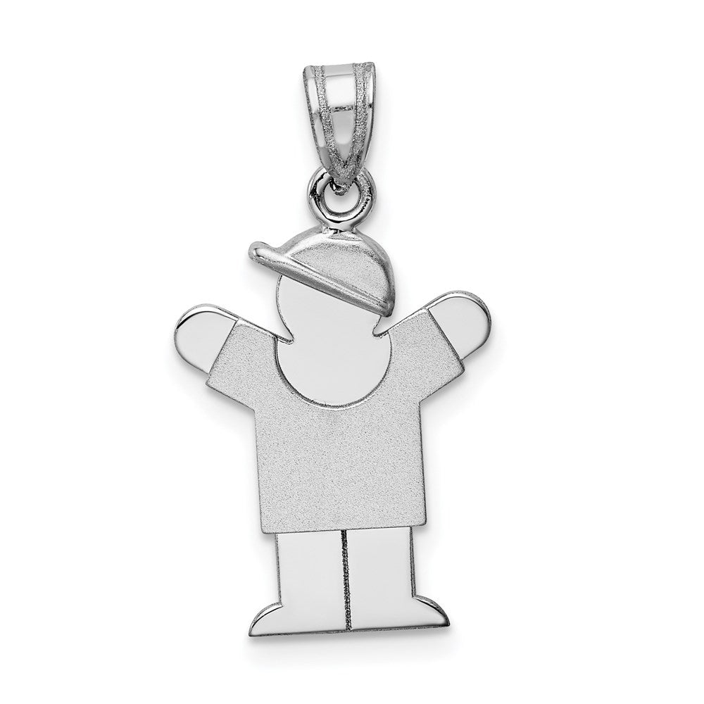 14k White Gold Small Boy w/Hat on Right Engravable Charm