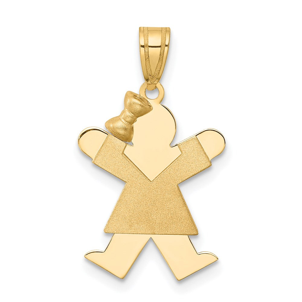 14k Solid Engravable Girl with Bow on Left Charm