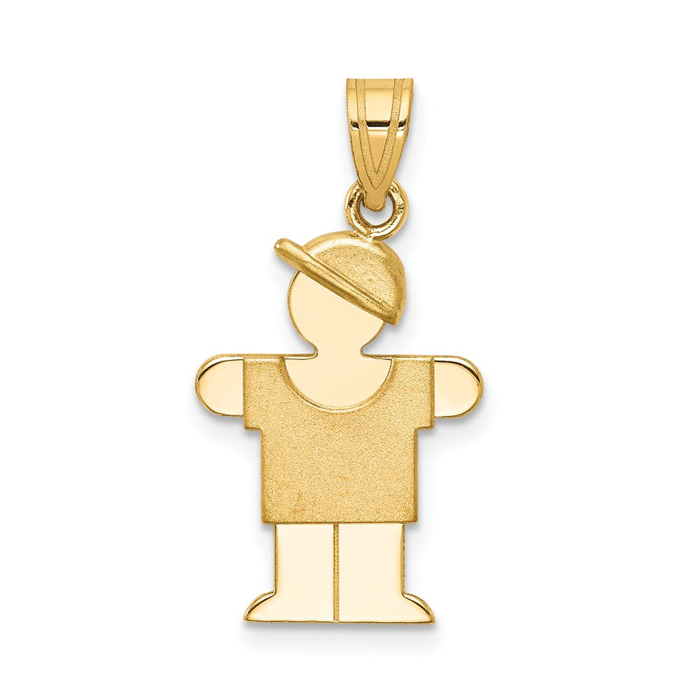 14k Solid Engravable Boy with Hat on Right Charm