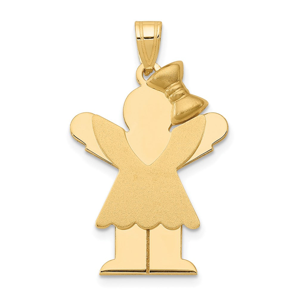 14k Solid Engravable Girl with Bow on Right Charm