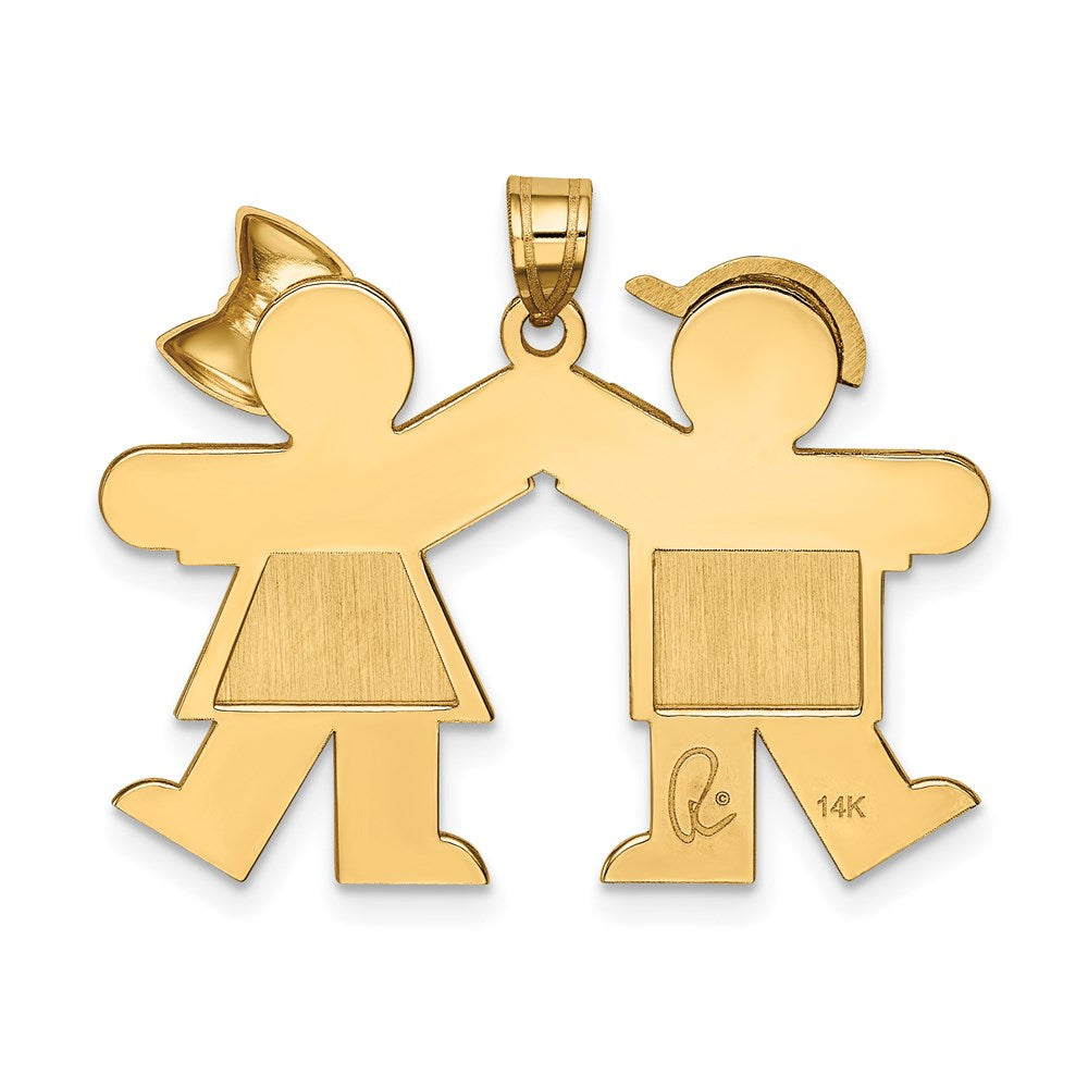 14k Solid Engravable Boy on Left and Girl on Right Charm