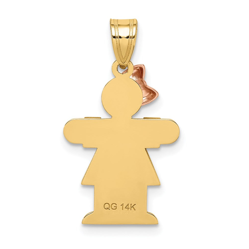 14k Two-Tone Small Girl with Bow on Left Engravable Charm