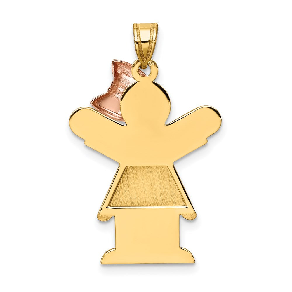 14k Two-Tone Large Girl with Bow on Right Engravable Charm