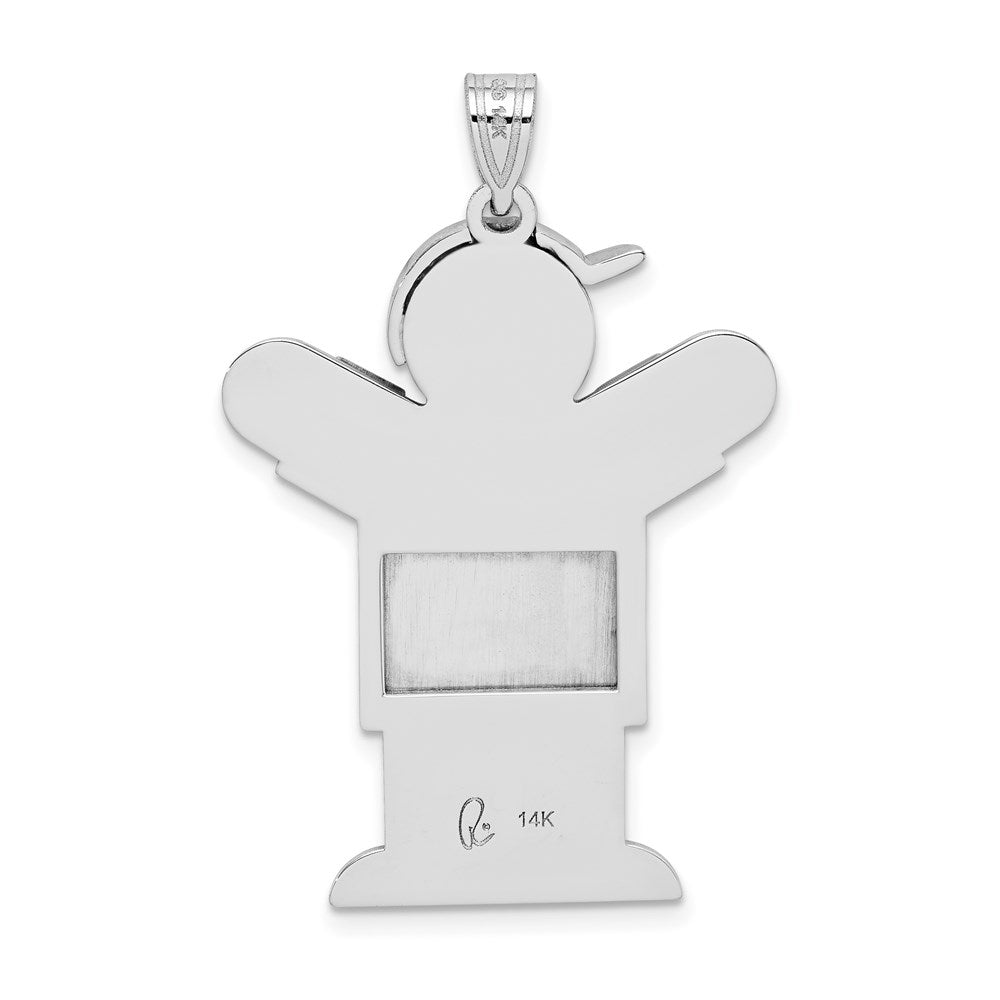 14k White Gold AA Diamond Kid Pendant