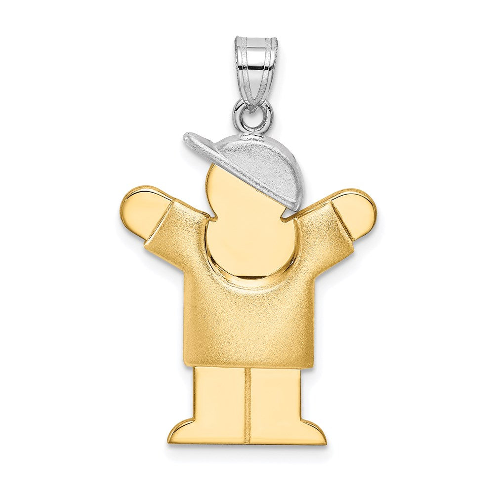 14k Two-Tone Puffed Boy with Hat on Right Engravable Charm