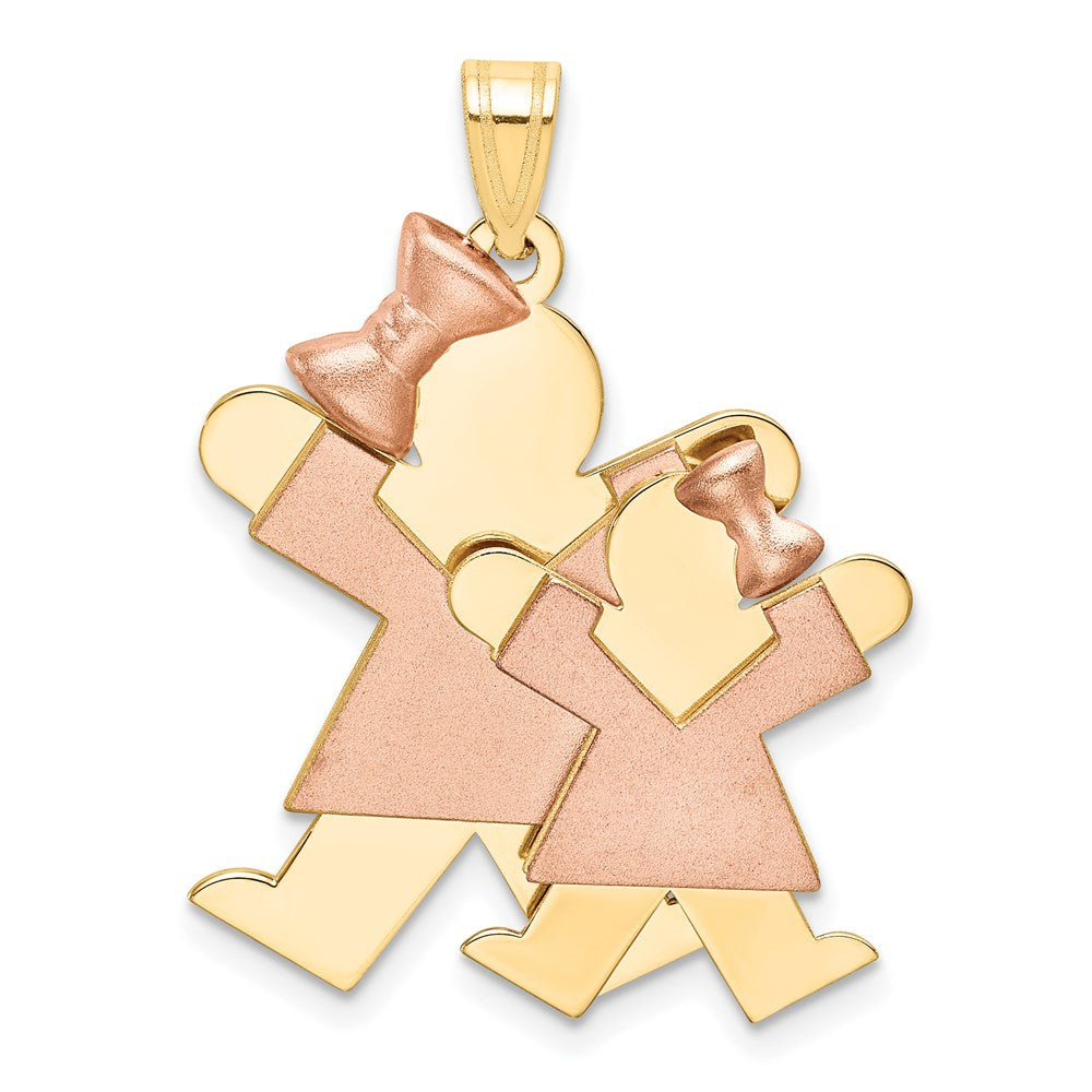 14k Two-Tone Big Girl and Little Girl Engravable Charm