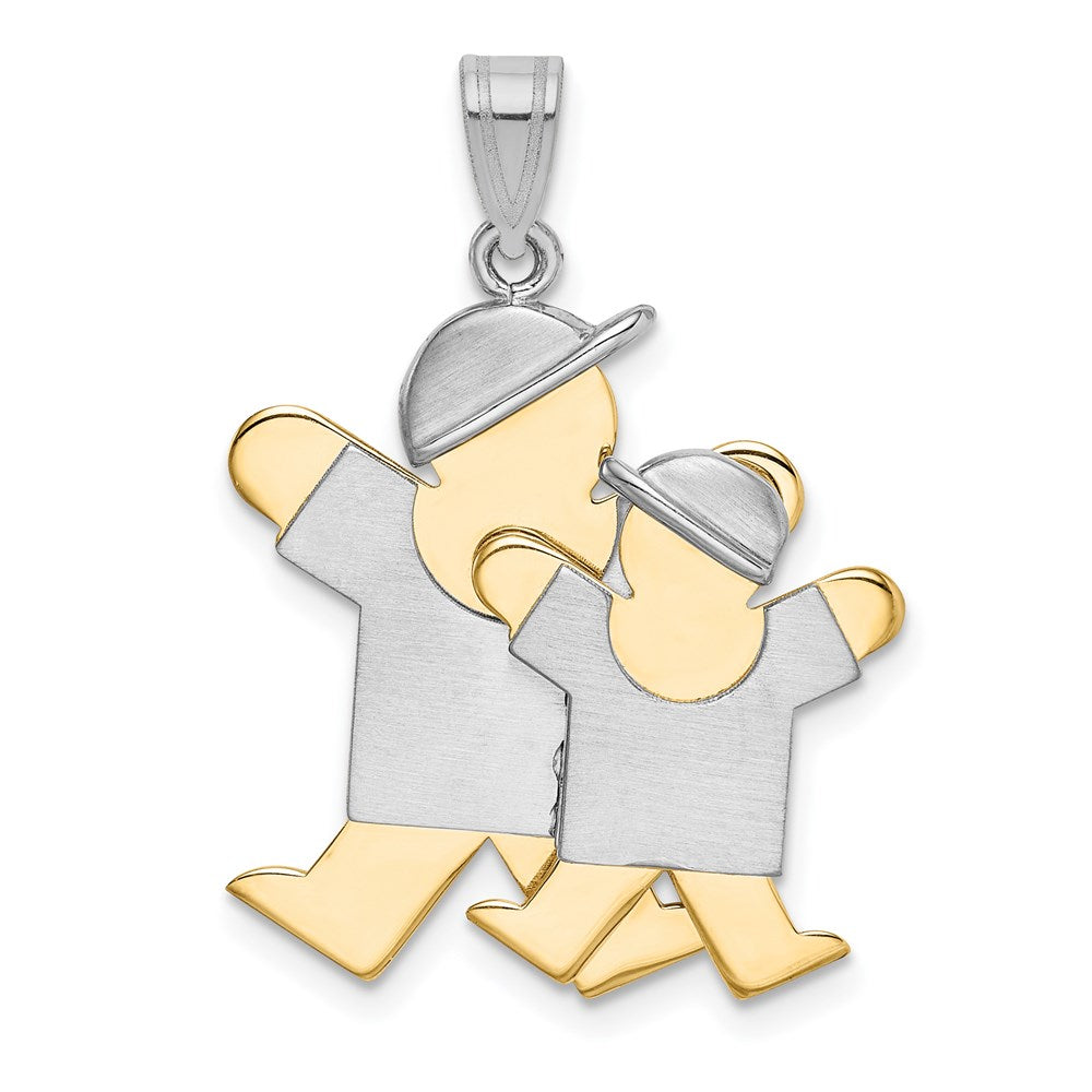 14k Two-Tone Big Boy and Little Boy Engravable Charm