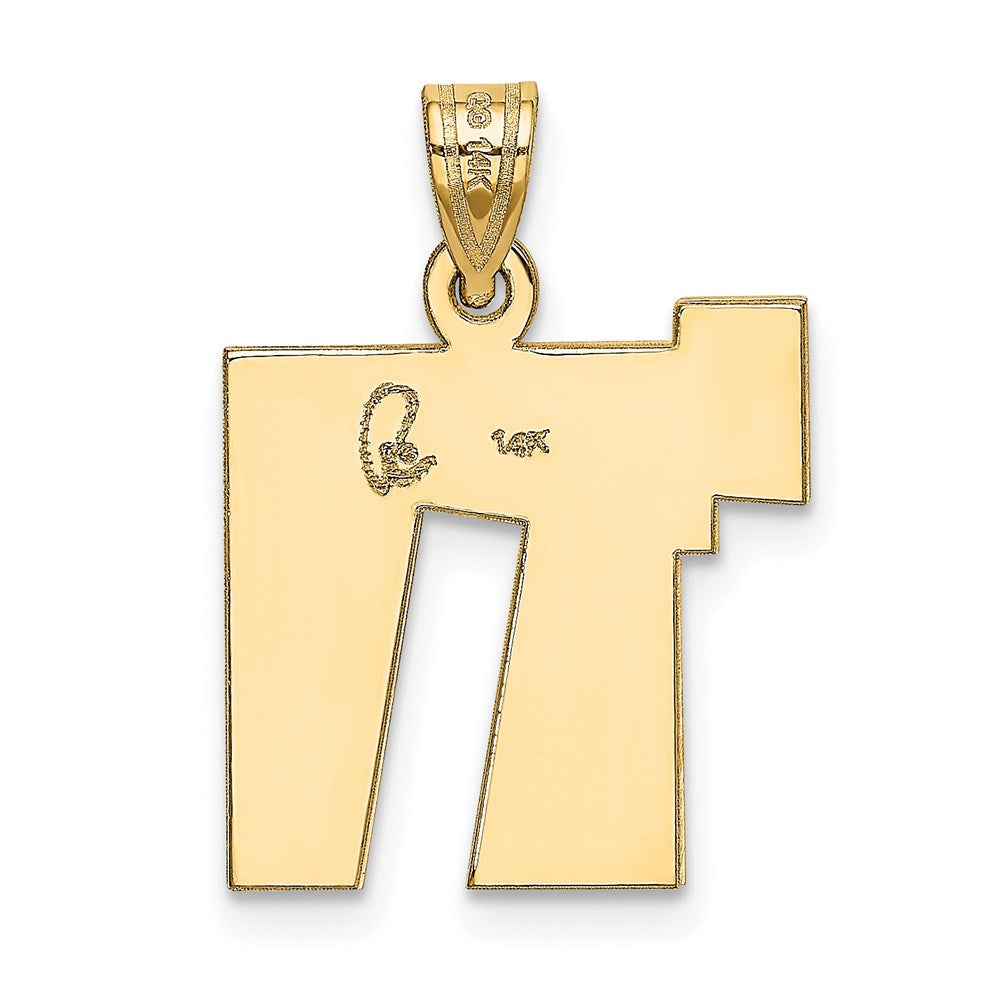 14k Two-Tone Solid Satin Chai Charm