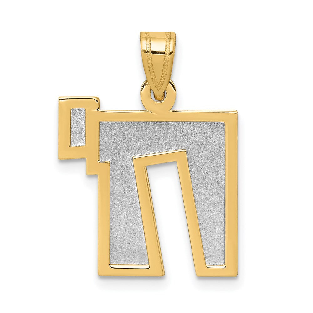 14k Two-Tone Solid Satin Chai Charm