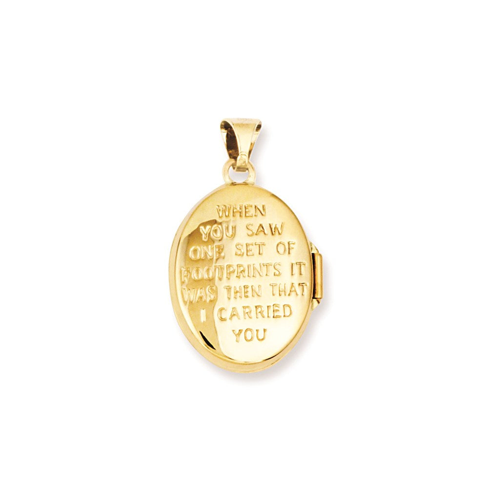 14k Yellow Gold White Rhodium-plated Footprints Locket