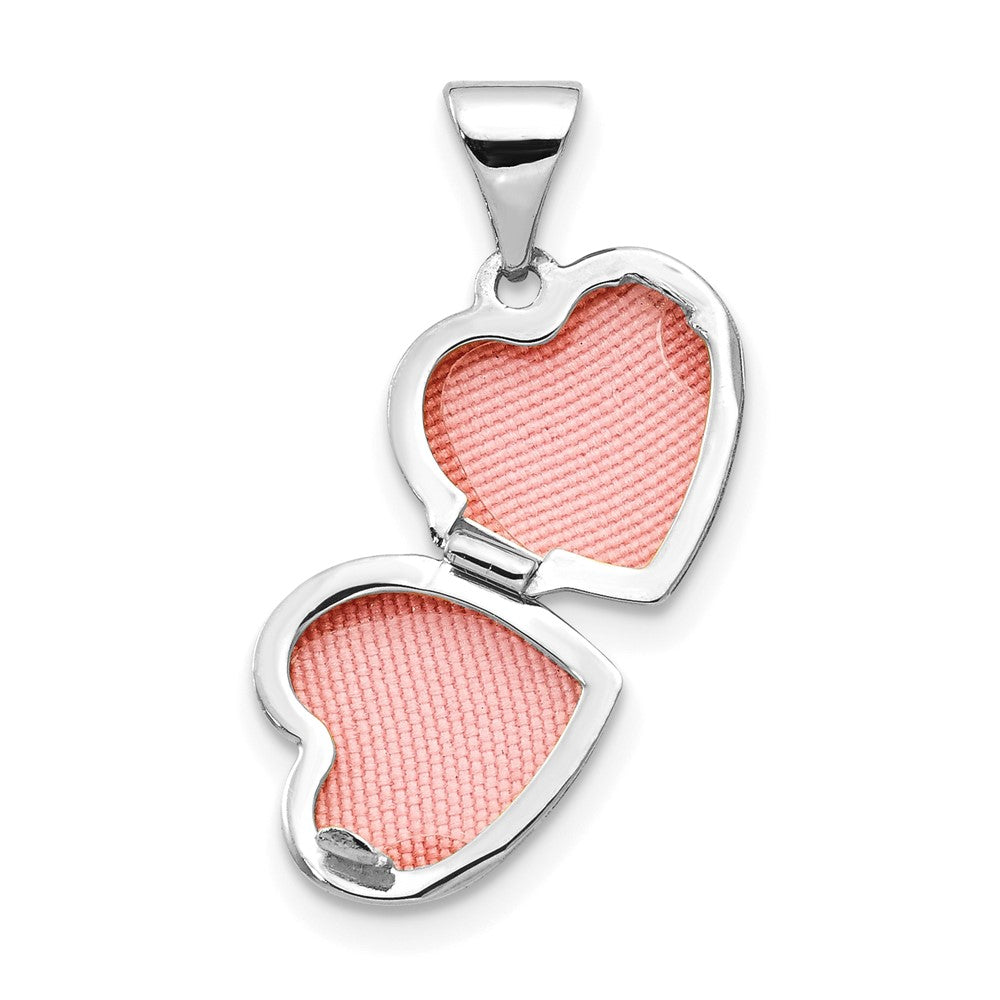 14k White Gold Polished Heart-Shaped Locket