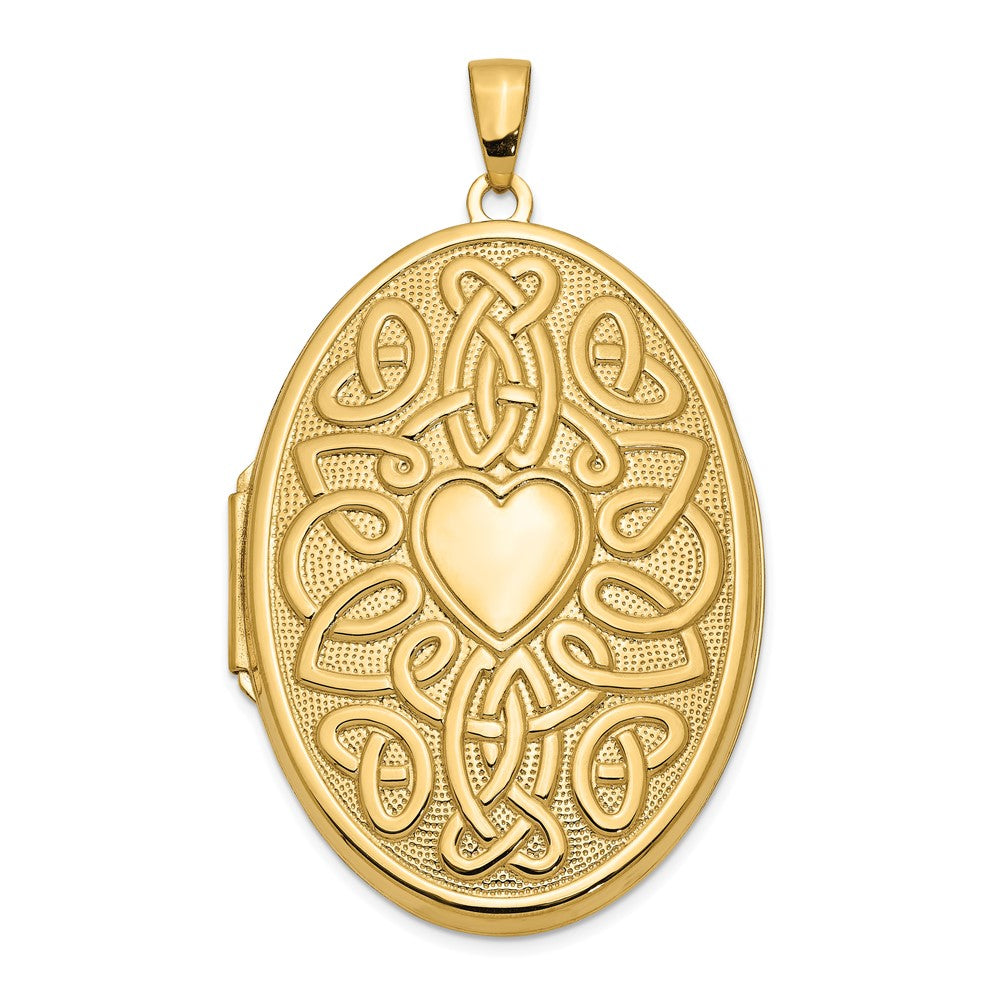 14k Celtic Heart 38mm Oval Locket