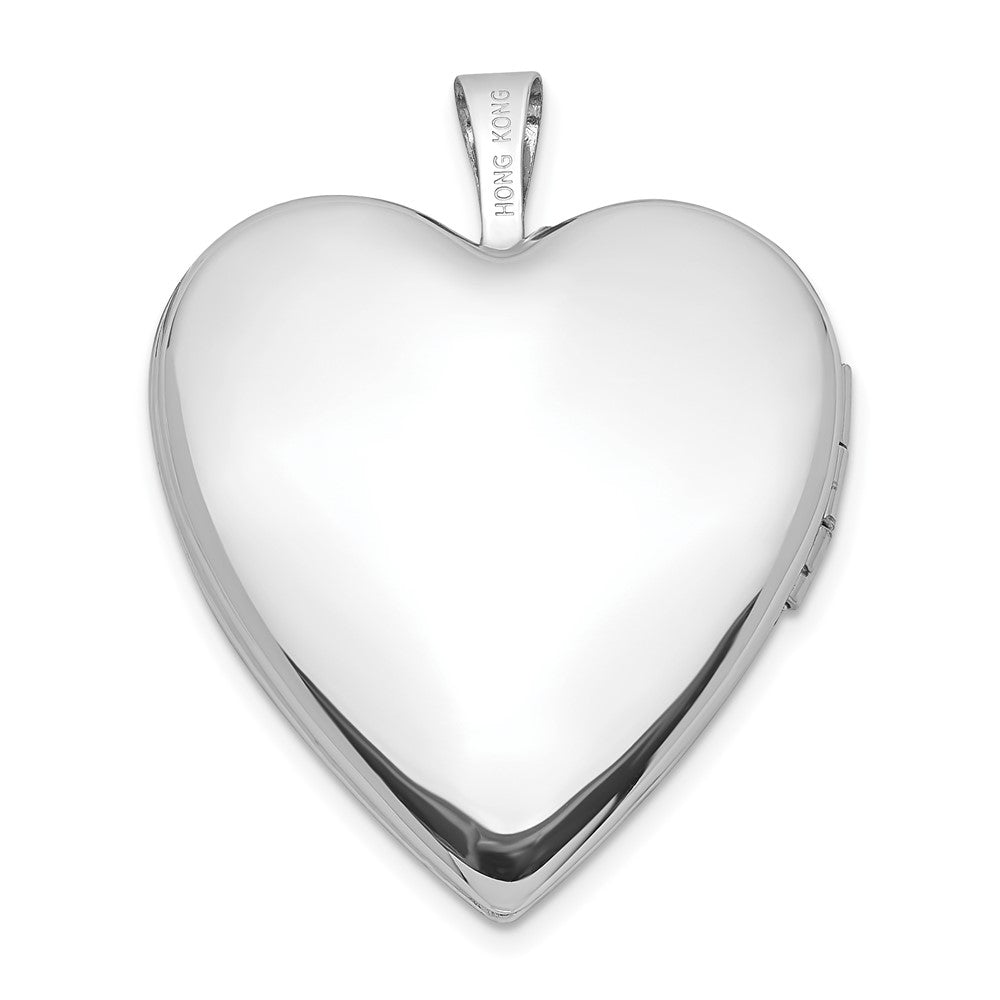 14K 20mm White Gold Diamond Polished and Satin Heart Locket