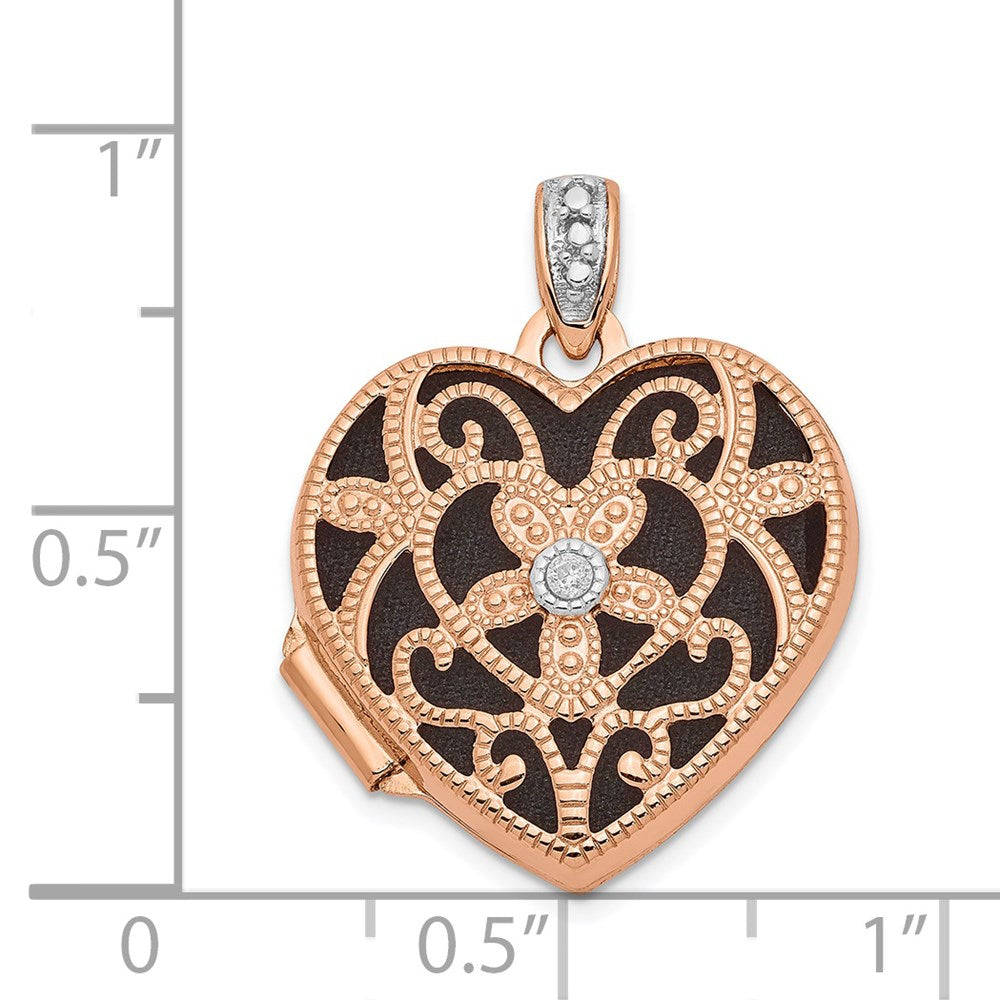 14k Rose Gold w/ Diamond Vintage 18mm Heart Locket