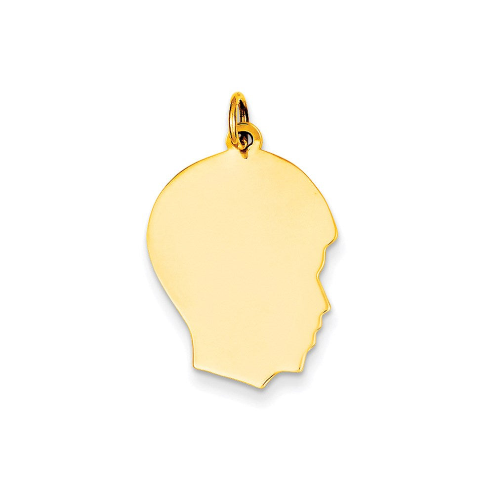 14k Plain Medium .009 Gauge Facing Right Engravable Boy Head Charm