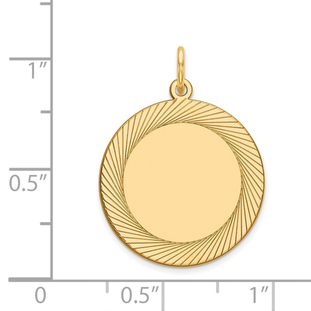 14k Etched Design .018 Gauge Circular Engravable Disc Charm