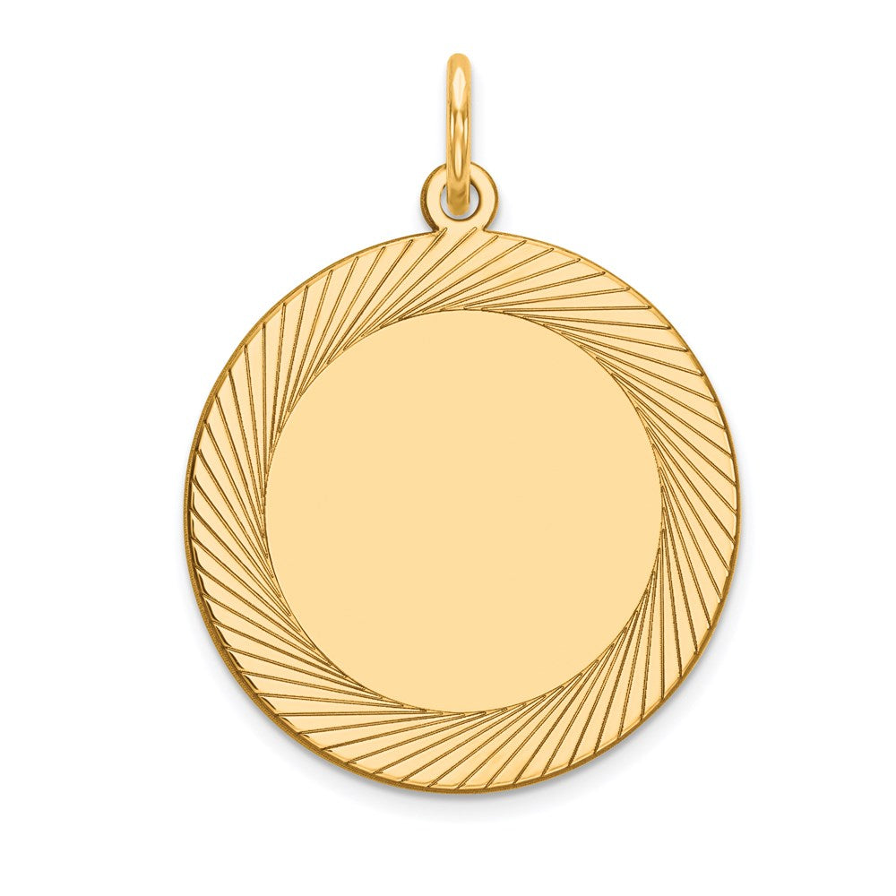 14k Etched Design .018 Gauge Circular Engravable Disc Charm