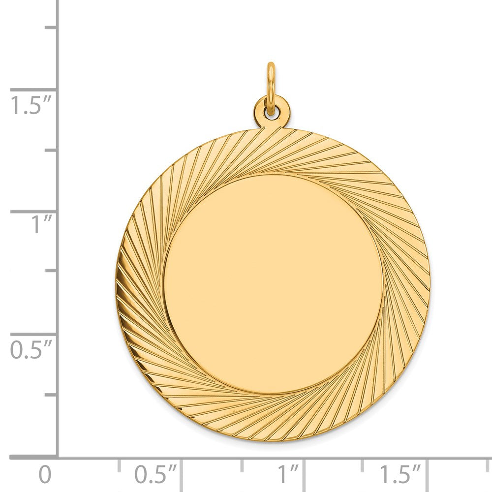 14k Etched Design .035 Gauge Circular Engravable Disc Charm