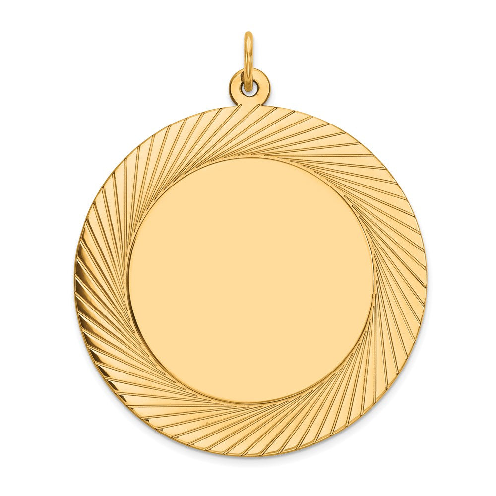 14k Etched Design .035 Gauge Circular Engravable Disc Charm