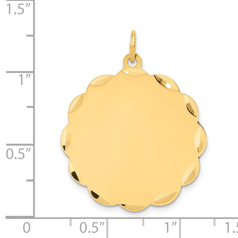 14k .027 Gauge Engravable Scalloped Disc Charm