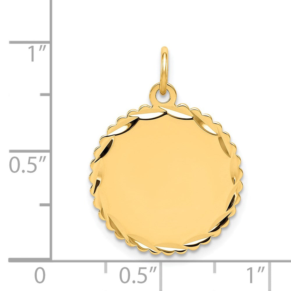 14k .011 Gauge Engravable Scalloped Disc Charm