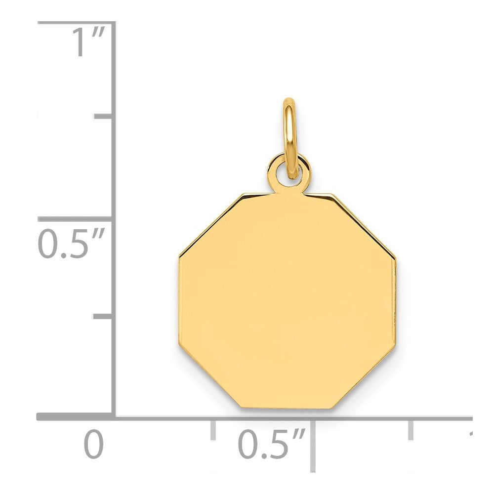 14k Plain .027 Gauge Engravable Octagonal Disc Charm