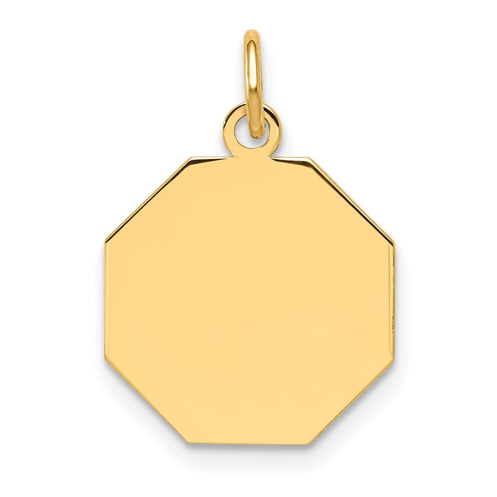 14k Plain .027 Gauge Engravable Octagonal Disc Charm