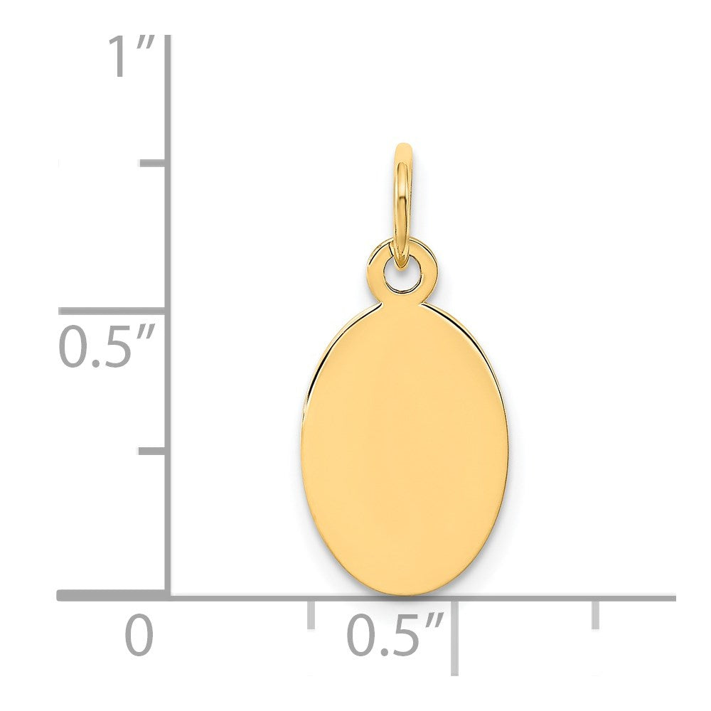 14k Plain .011 Gauge Engravable Oval Disc Charm