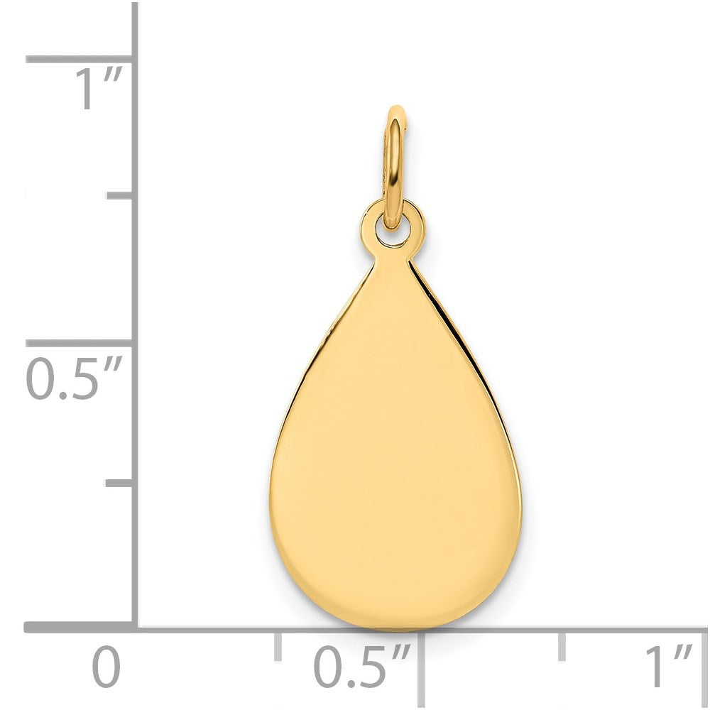 14k Plain .013 Gauge Engravable Raindrop Disc Charm