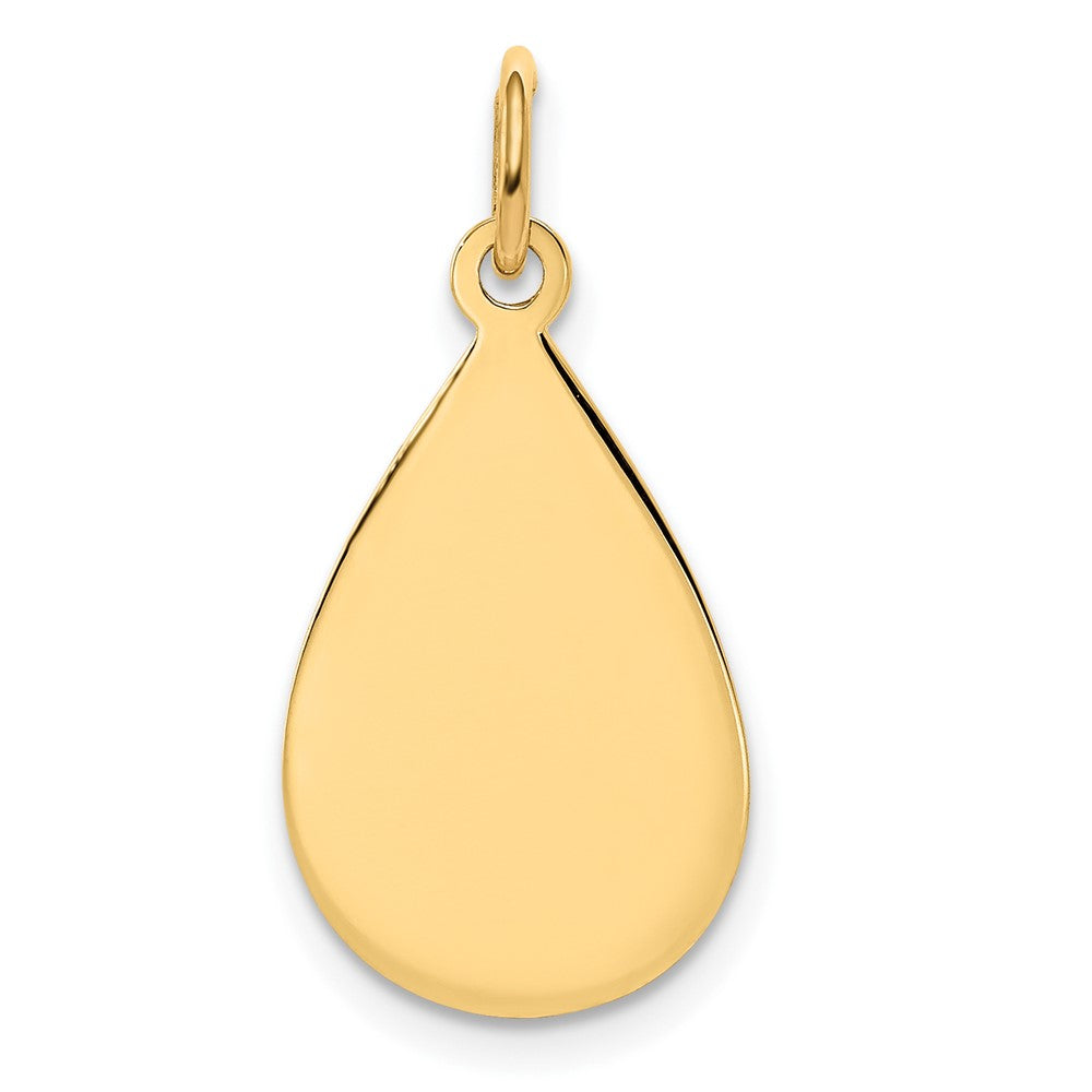 14k Plain .013 Gauge Engravable Raindrop Disc Charm