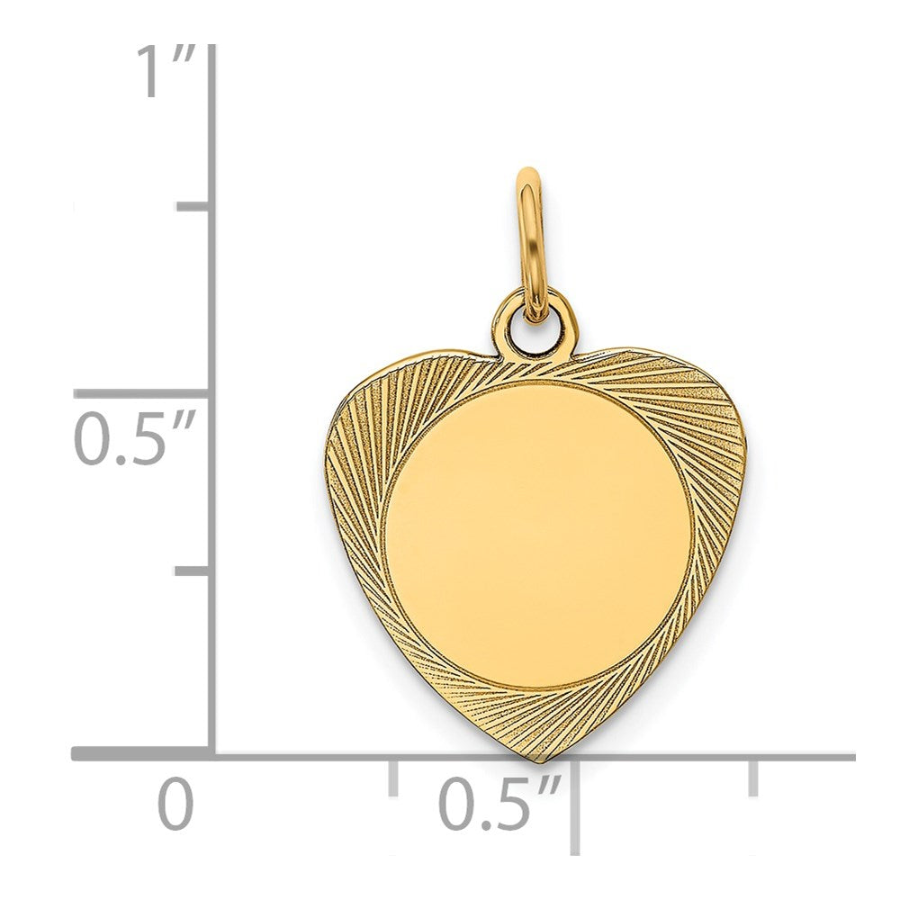 14k Etched .027 Gauge Engravable Heart Disc Charm