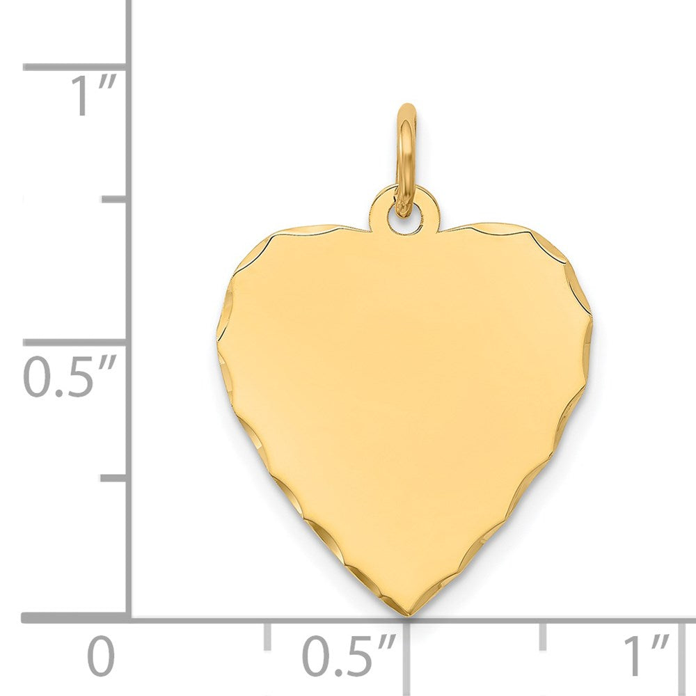 14k Etched .013 Gauge Engravable Heart Disc Charm